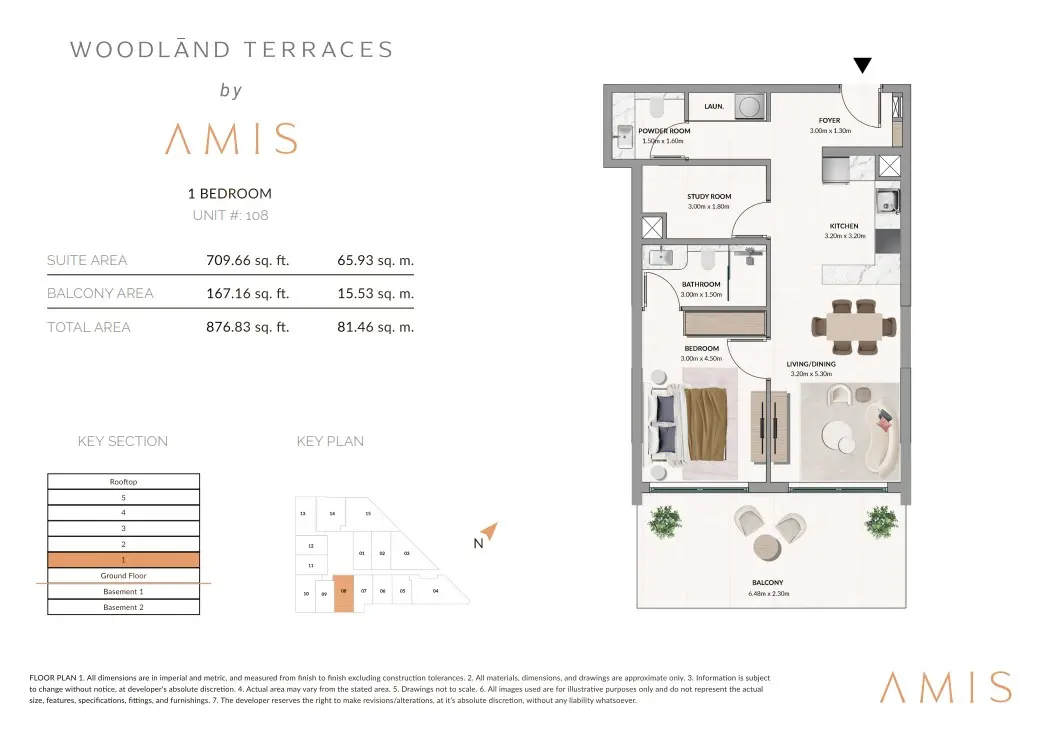 Floor plan for Unit 108
