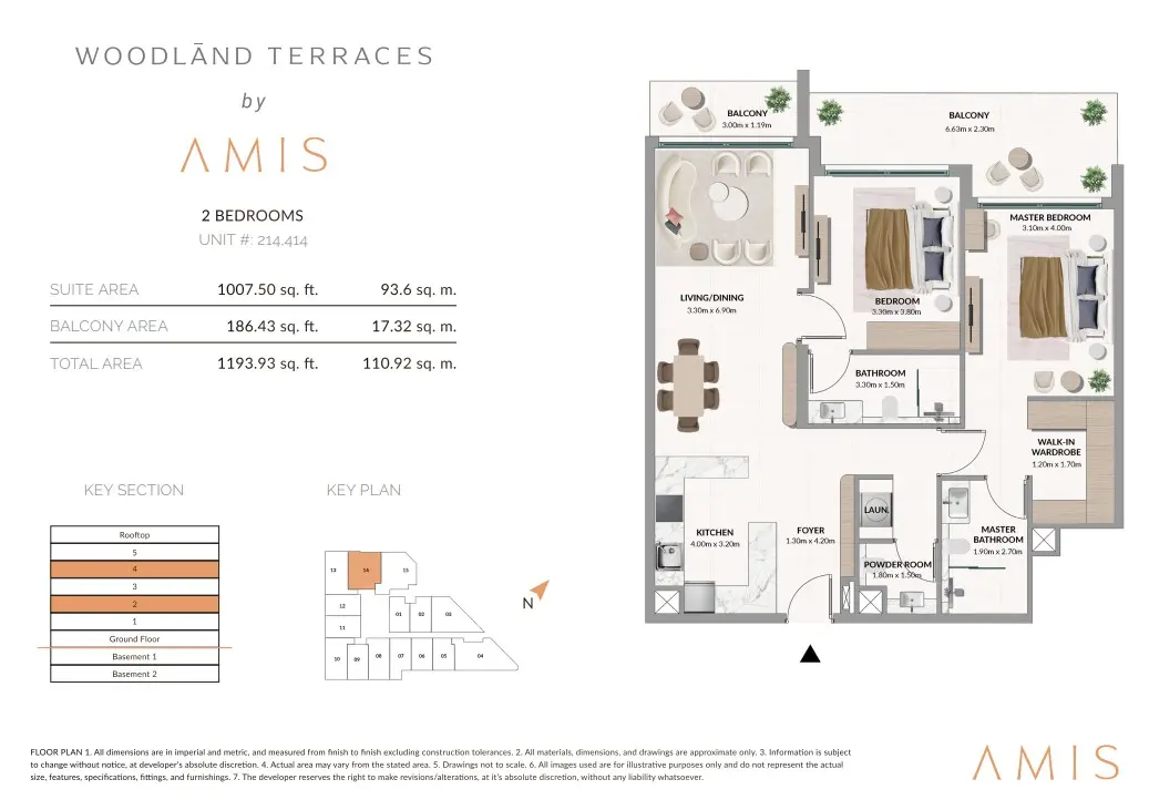 Floor plan for Unit 214/414
