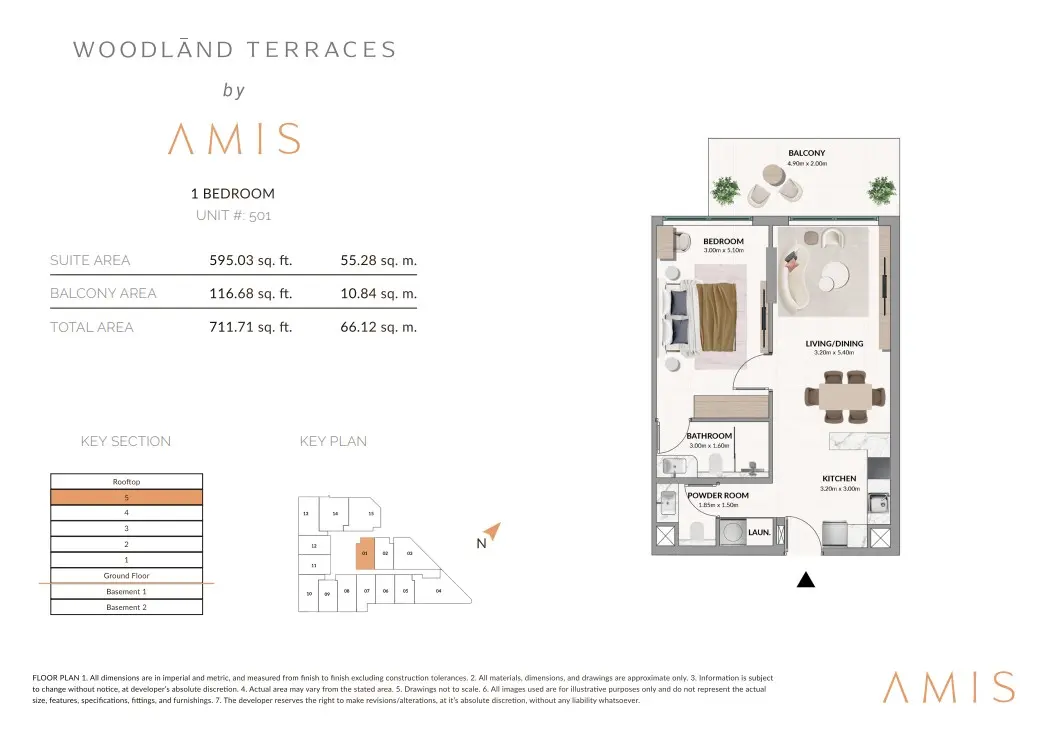Floor plan for Unit 501
