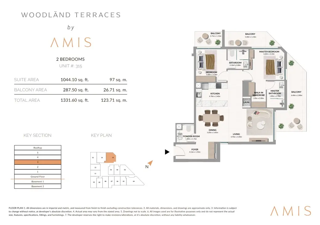 Floor plan for Unit 315