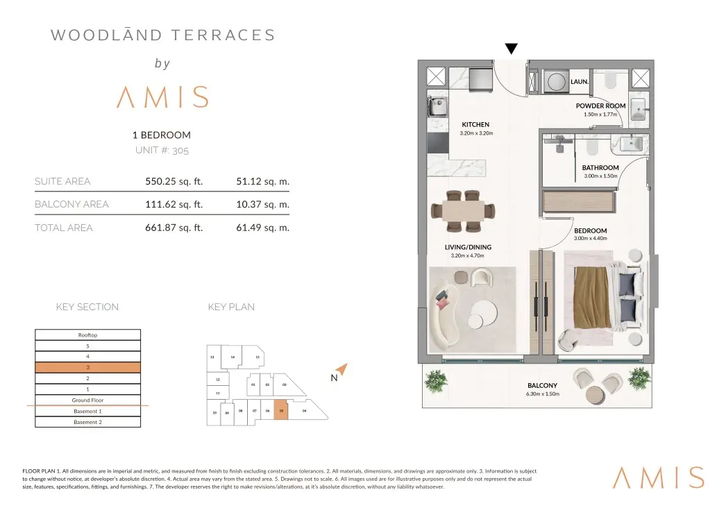 Floor plan for Unit 305