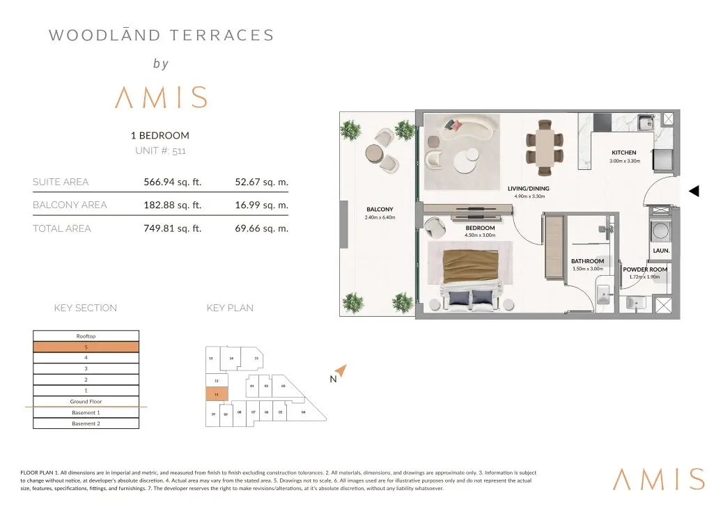 Floor plan for Unit 511