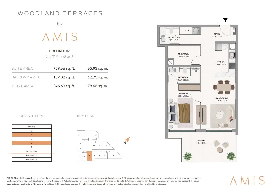 Floor plan for Unit 208/408