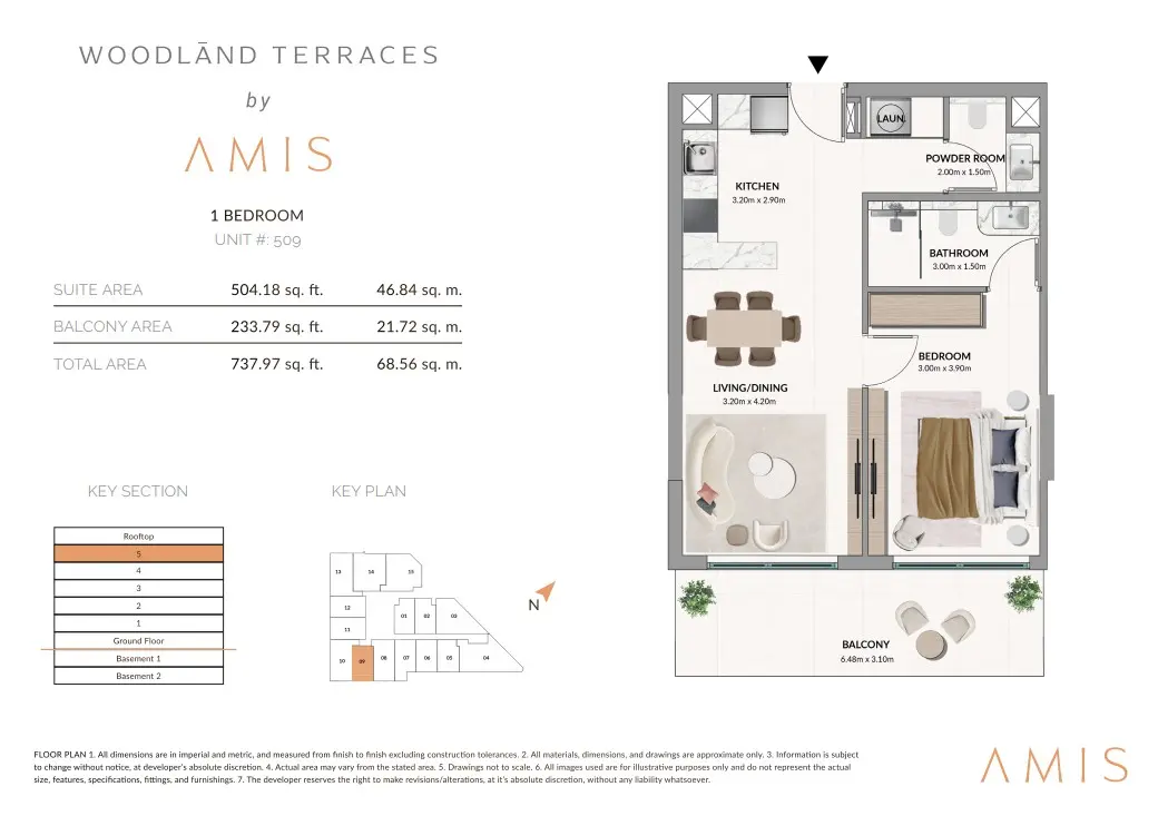 Floor plan for Unit 509