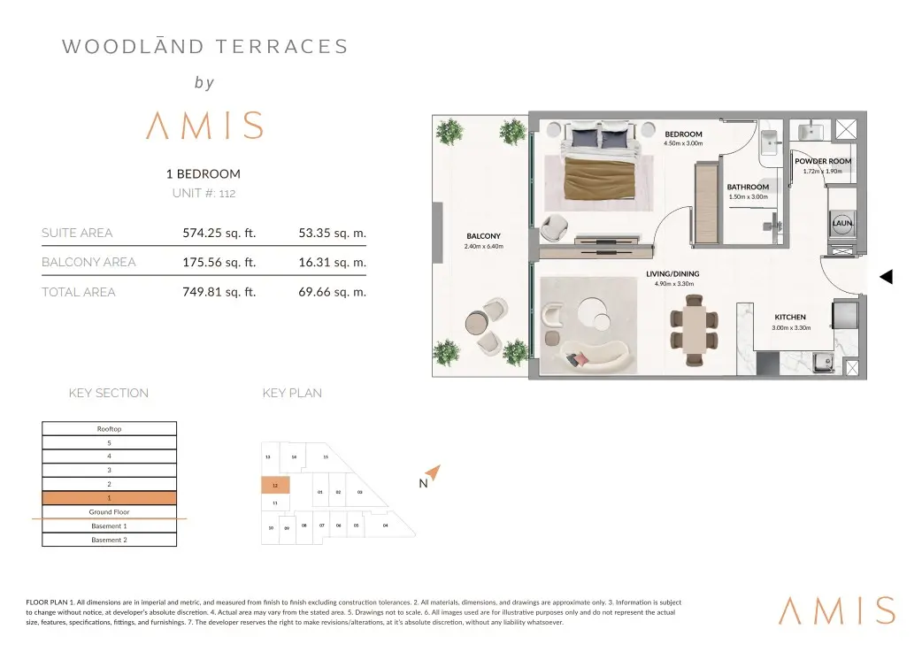 Floor plan for Unit 112