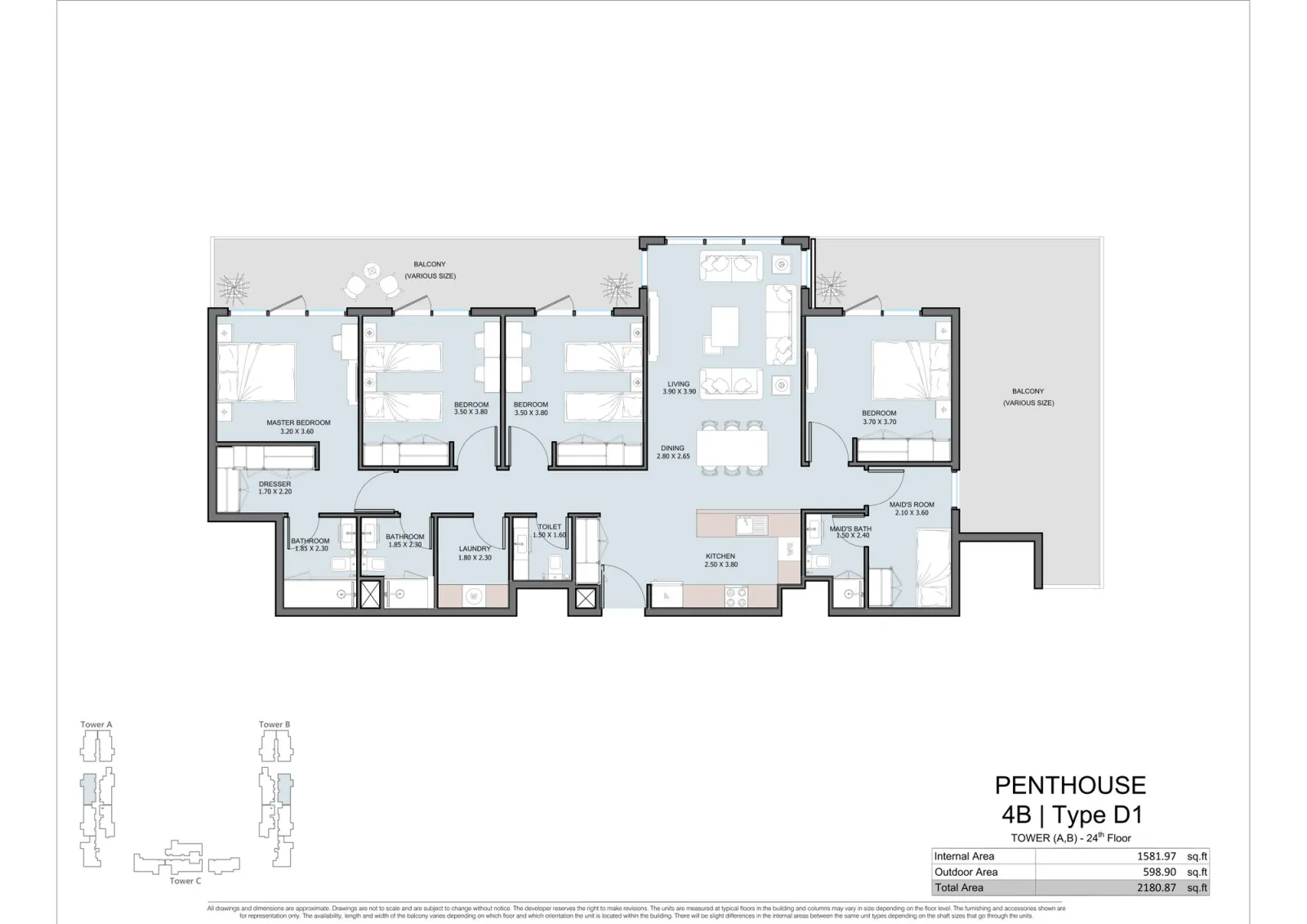 Floor plan for Type D1