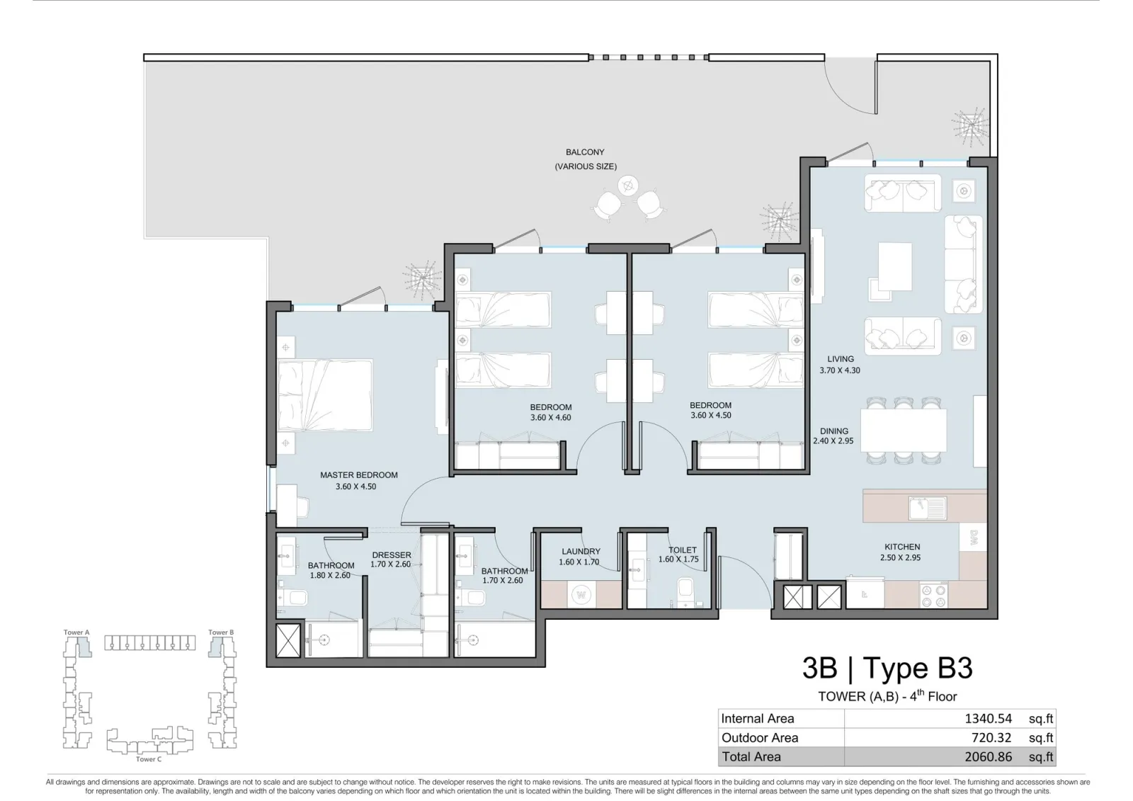 Floor plan for Type B3