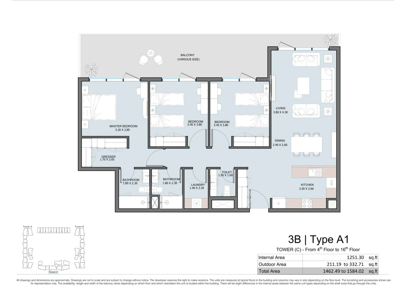 Floor plan for Type A1