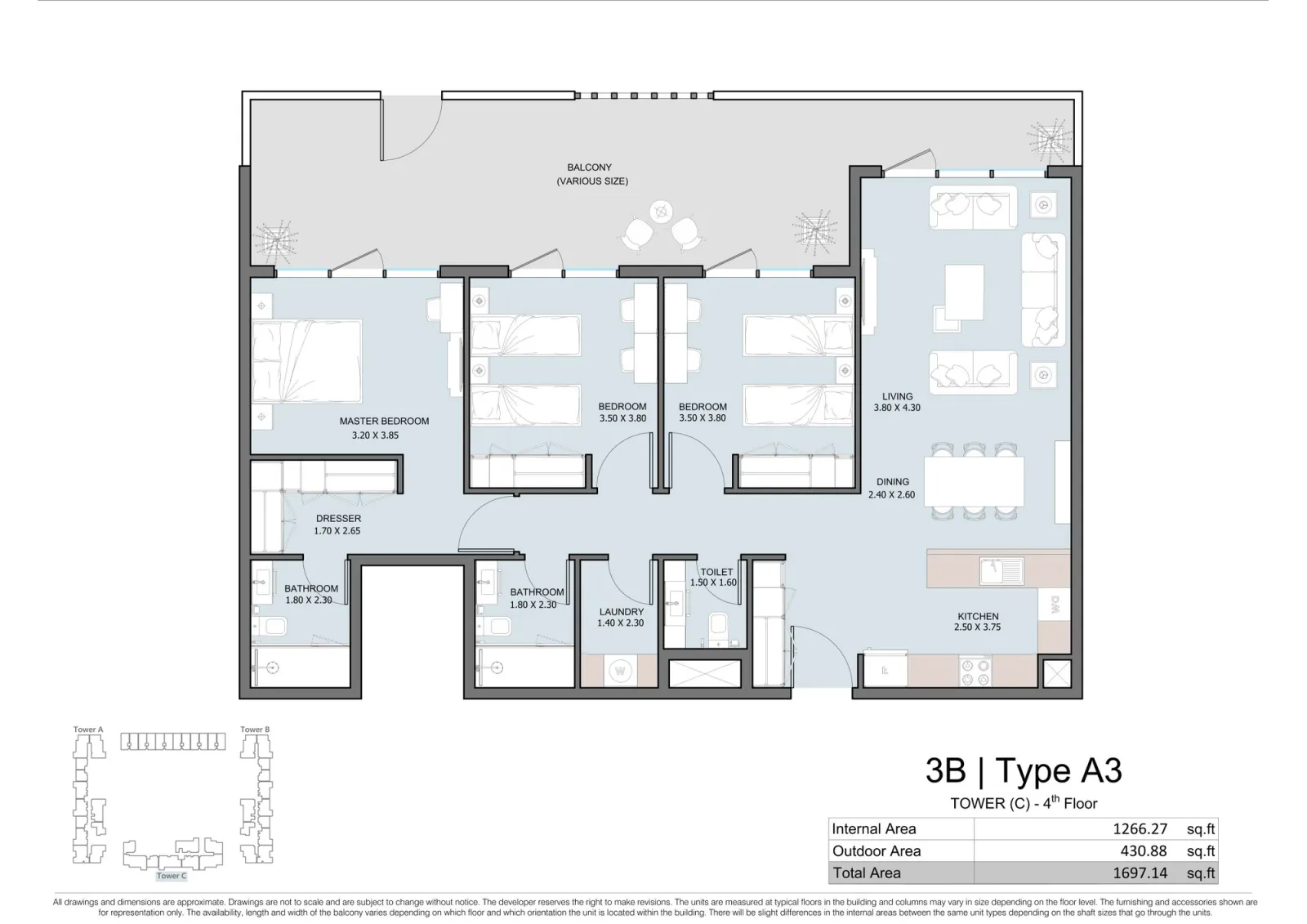 Floor plan for Type A3