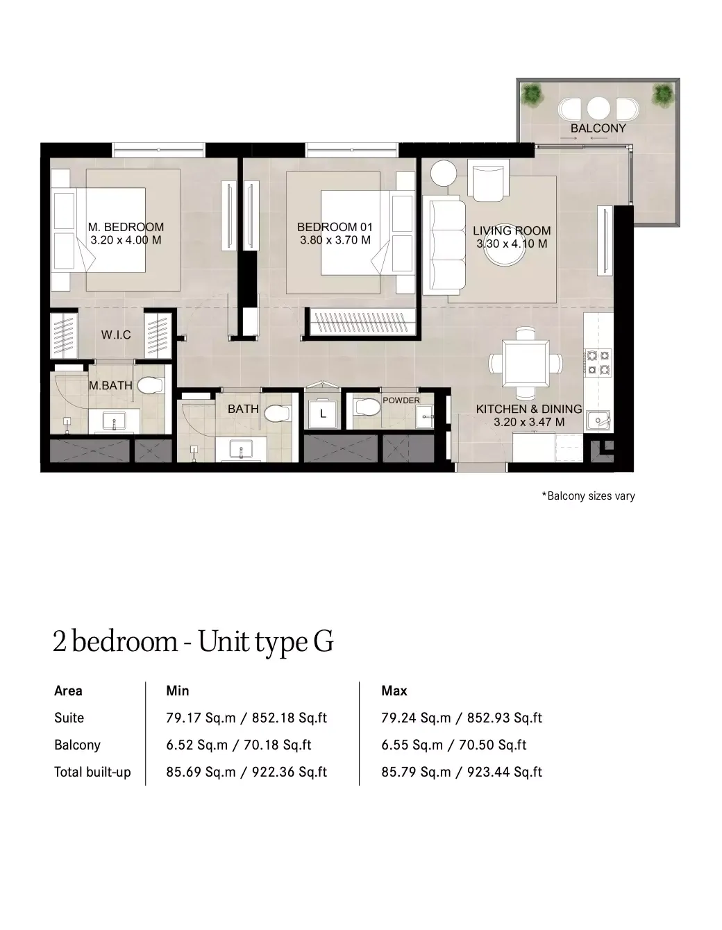 Floor plan for Type G