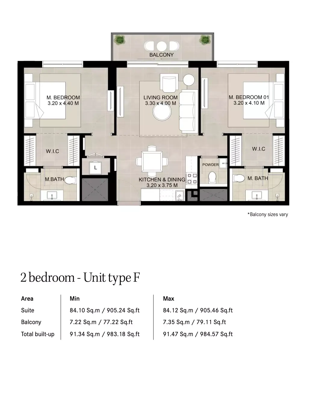 Floor plan for Type F