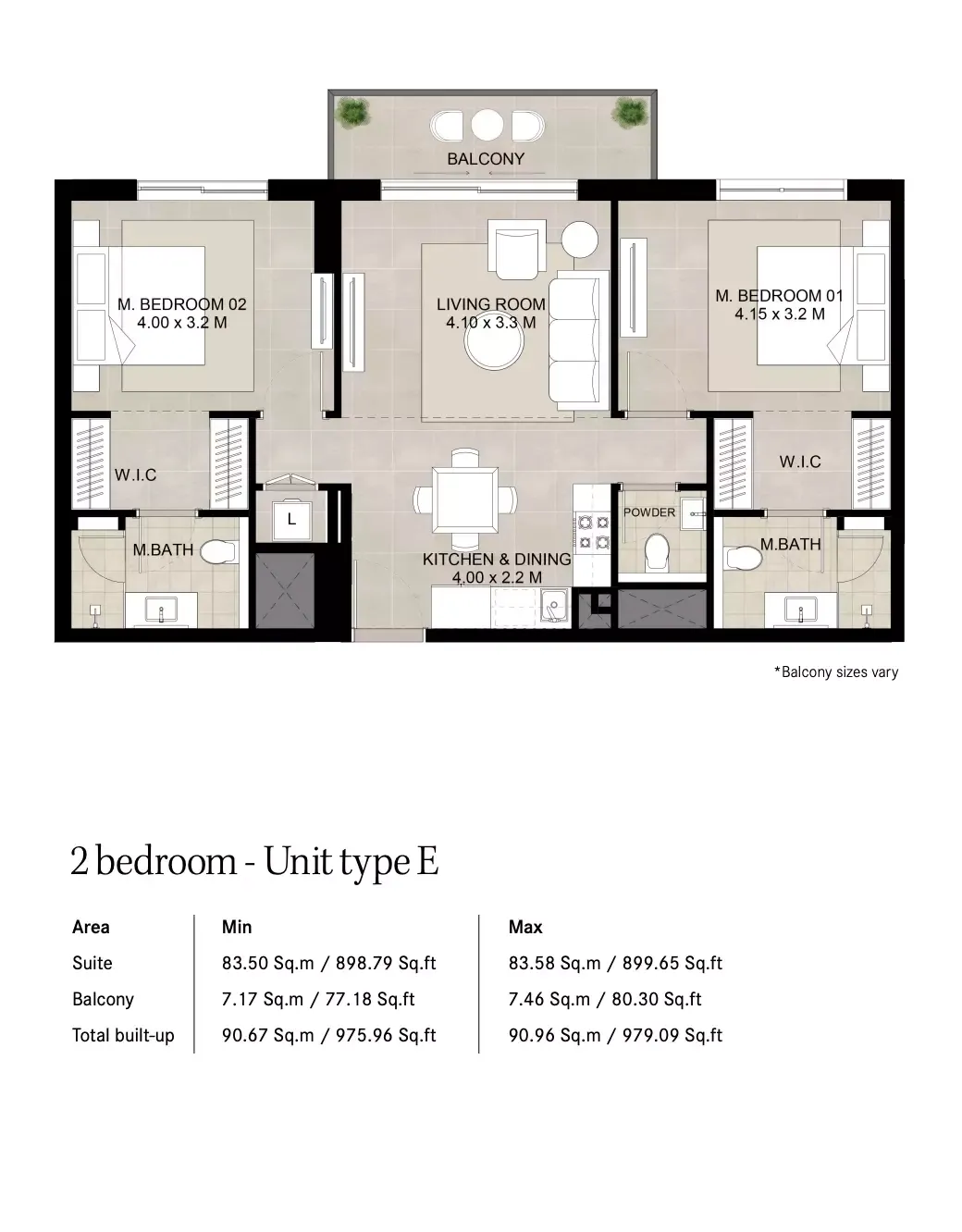 Floor plan for Type E