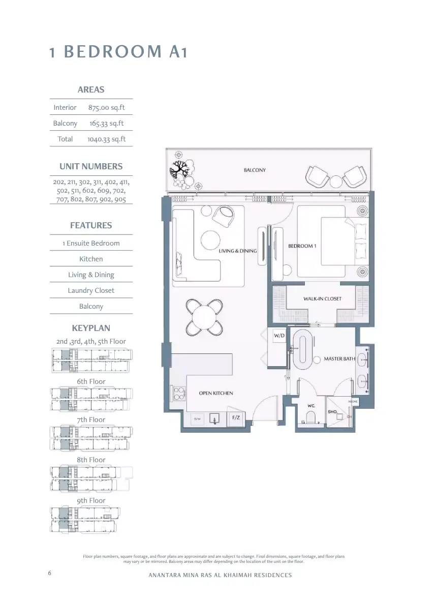 Floor plan for Type A1