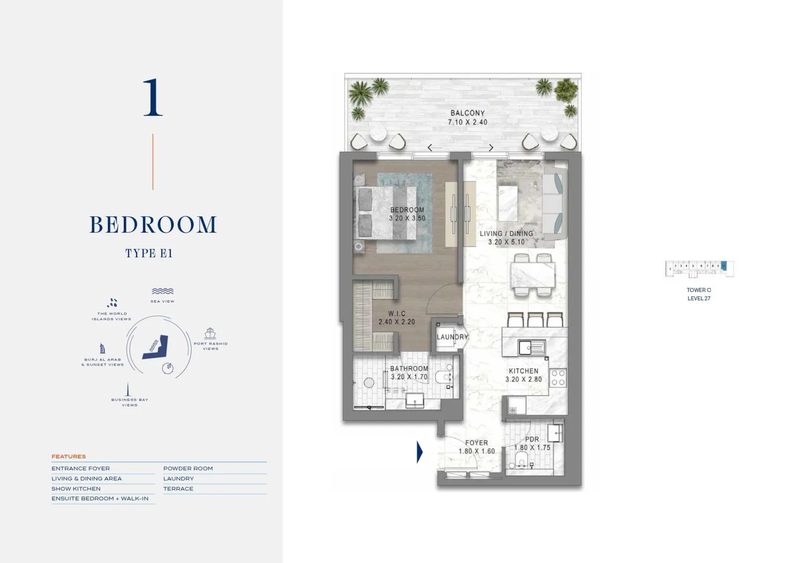 Floor plan for Type E1
