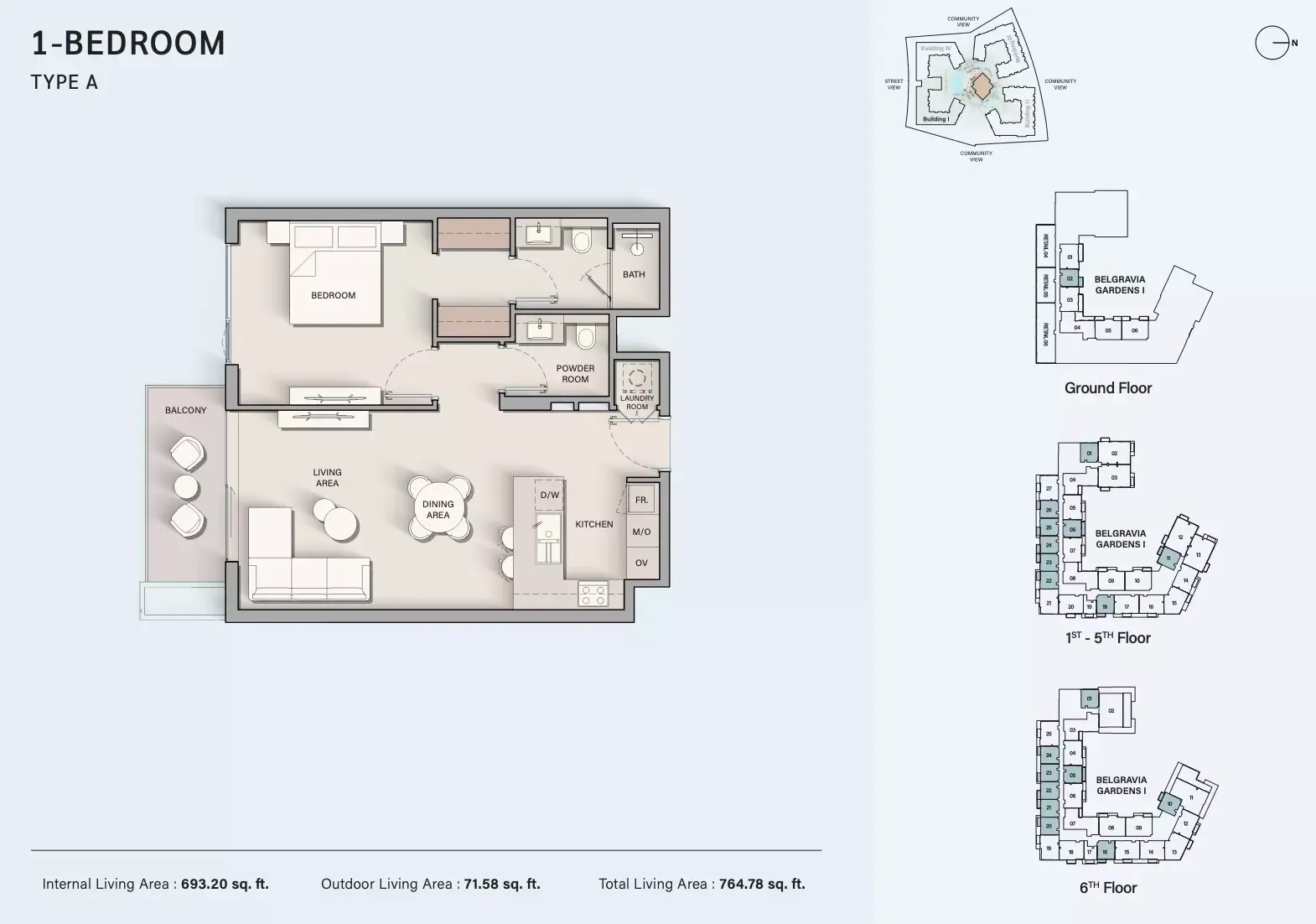 Floor plan for 1 Bed