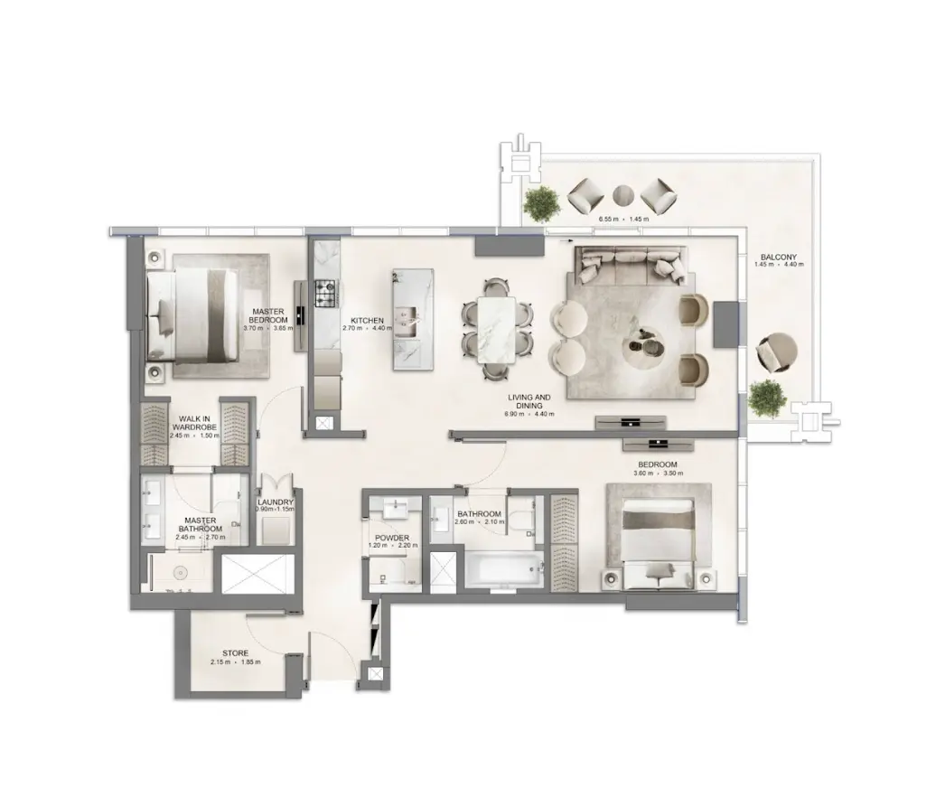 Floor plan for Type A2M