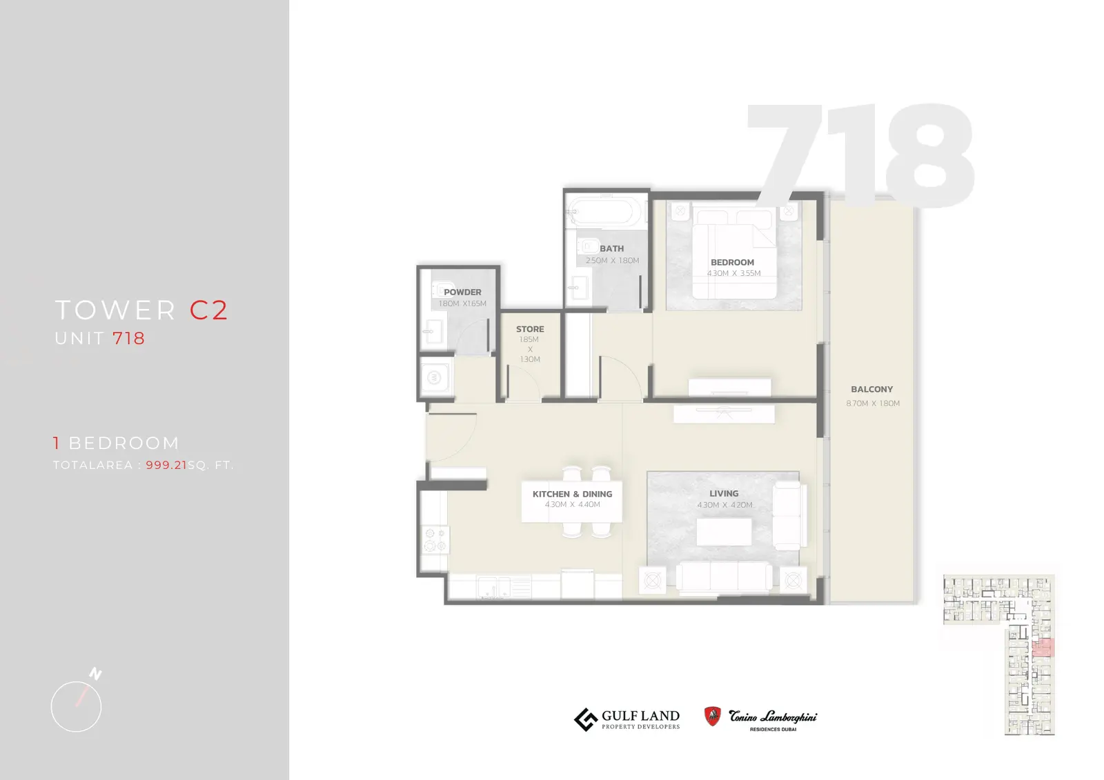 Floor plan for Unit 718