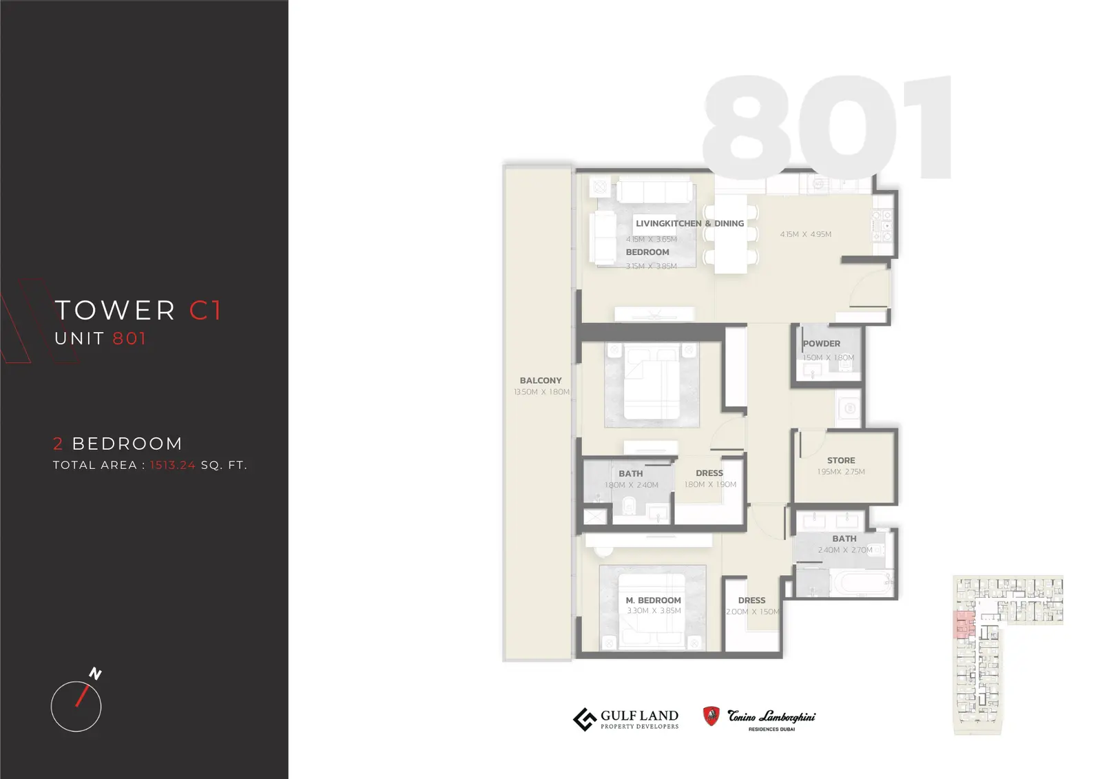 Floor plan for Type 801