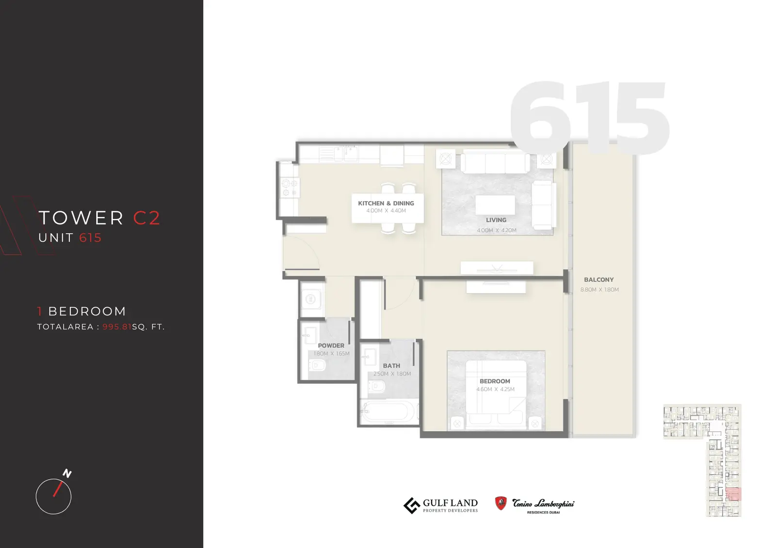 Floor plan for Unit 615