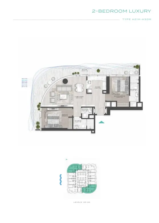 Floor plan for Type A21M-A30M