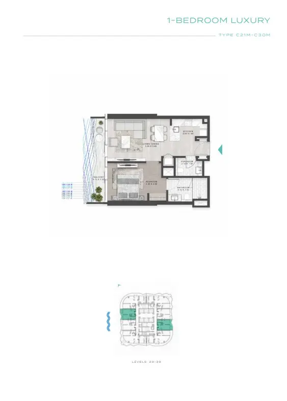 Floor plan for Type C21M-C30M