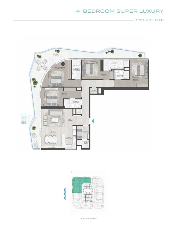 Floor plan for Type A1M-A10M