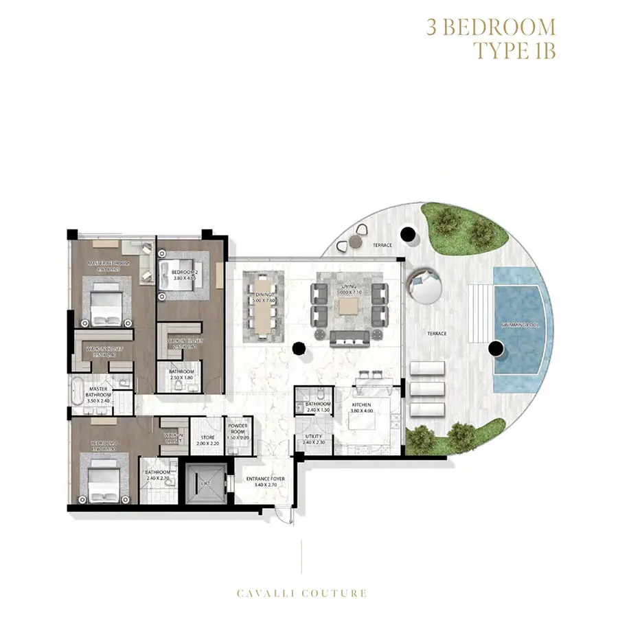 Floor plan for Type 1B