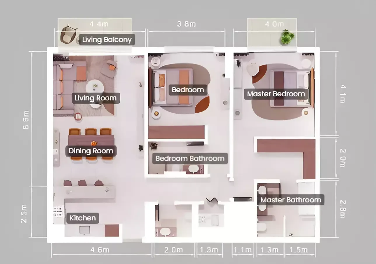 Floor plan for Type A Mirrored