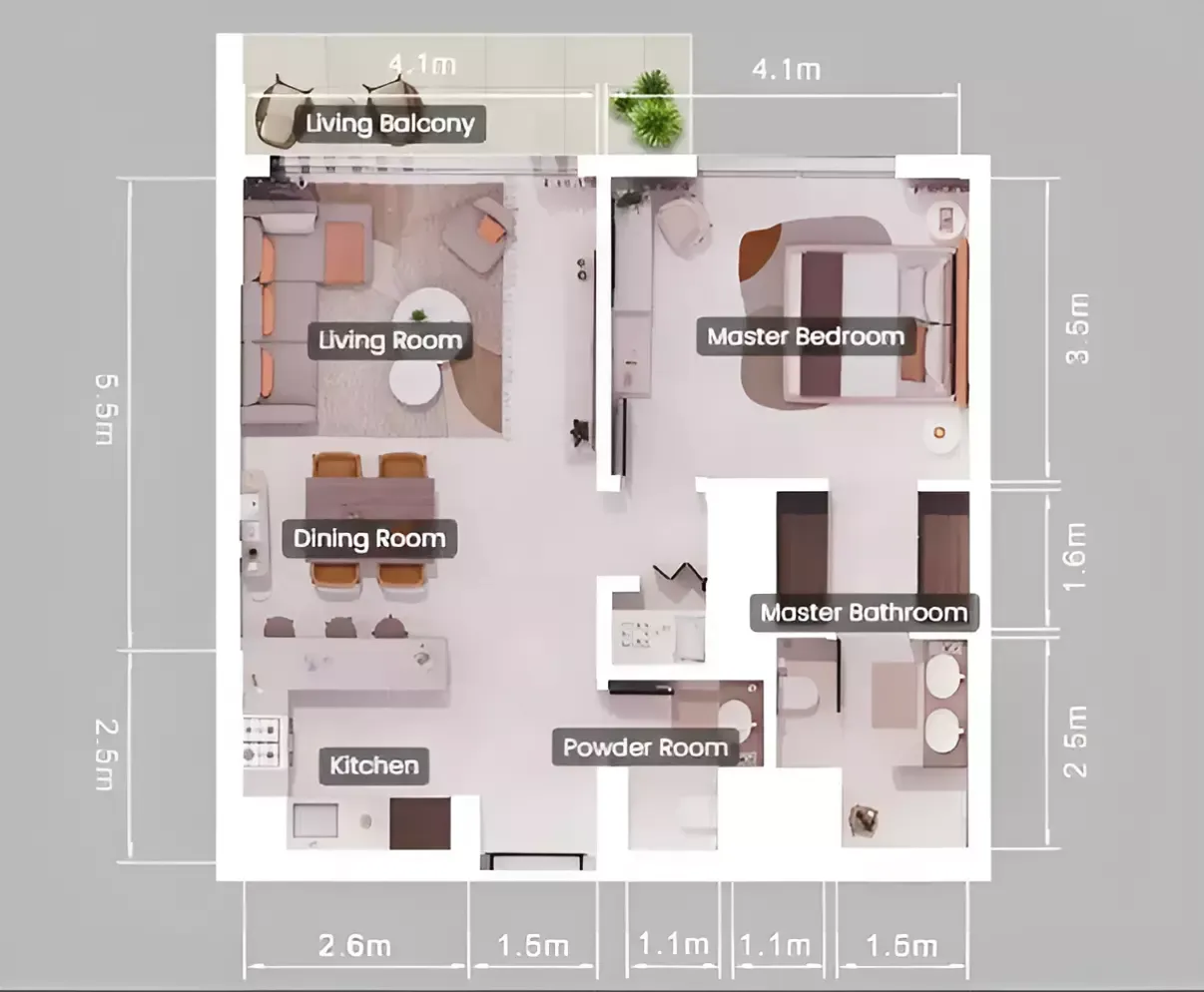 Floor plan for Type A - Mirrored