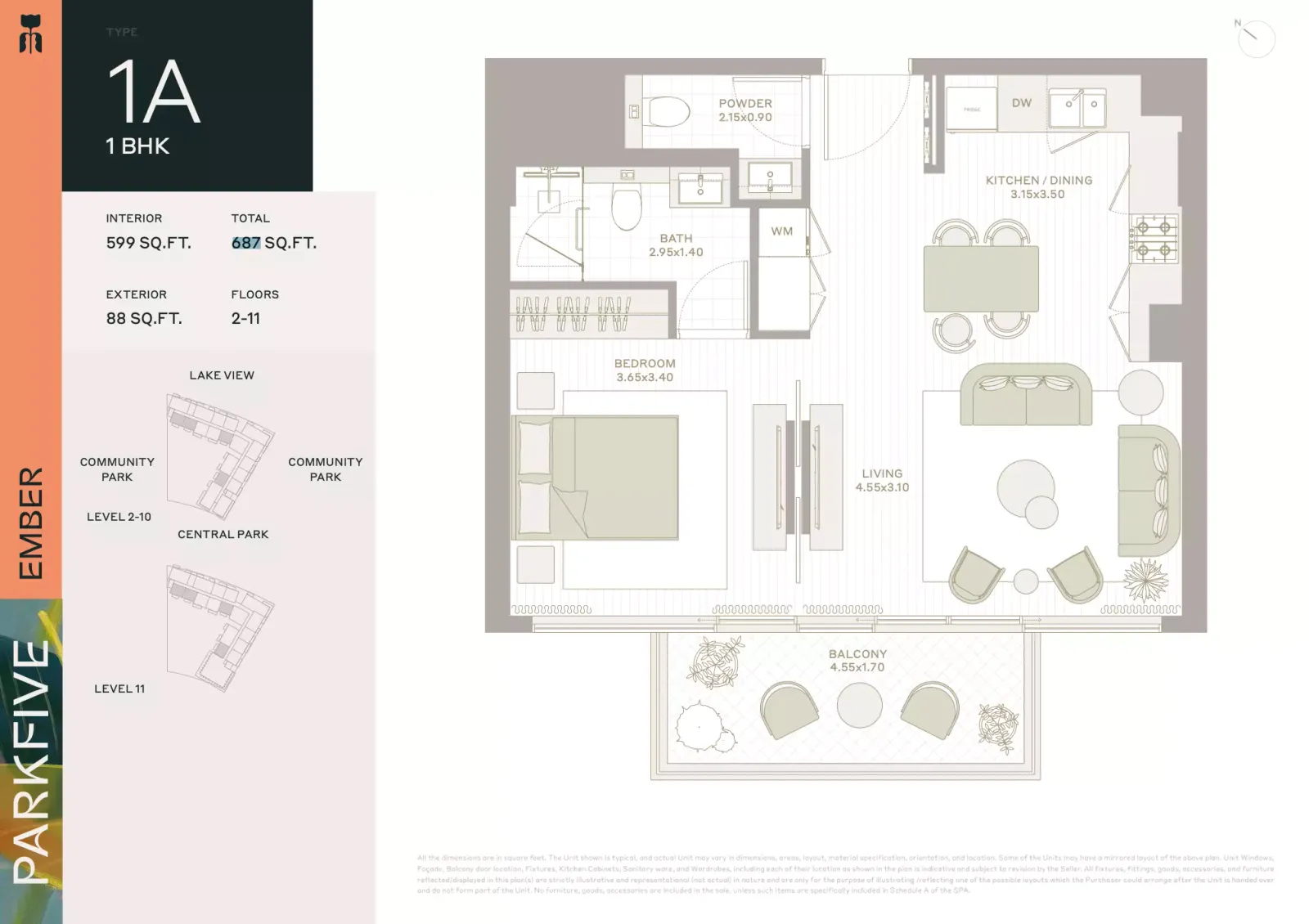 Floor plan for Type 1A