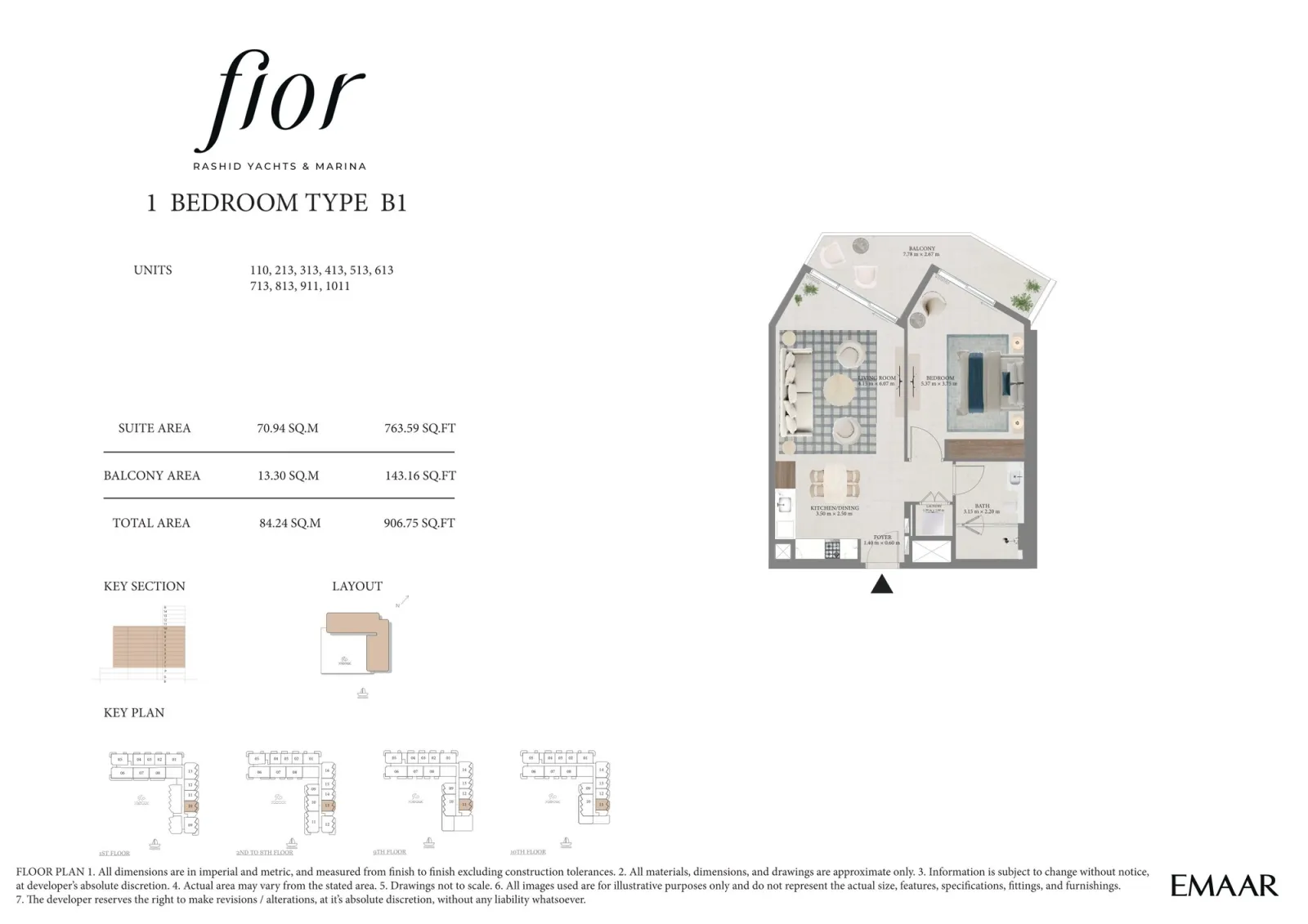 Floor plan for Type B1