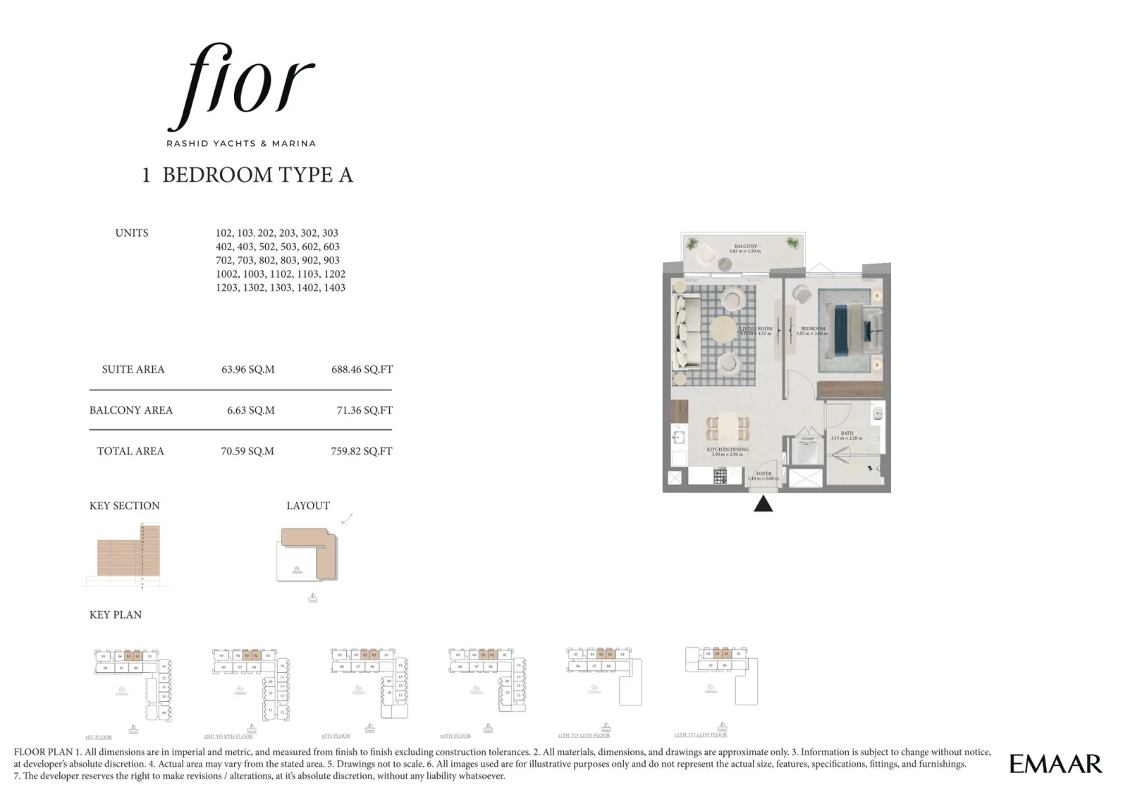 Floor plan for Type A1