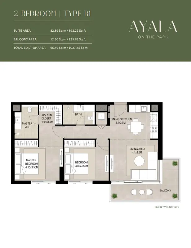 Floor plan for Type B1