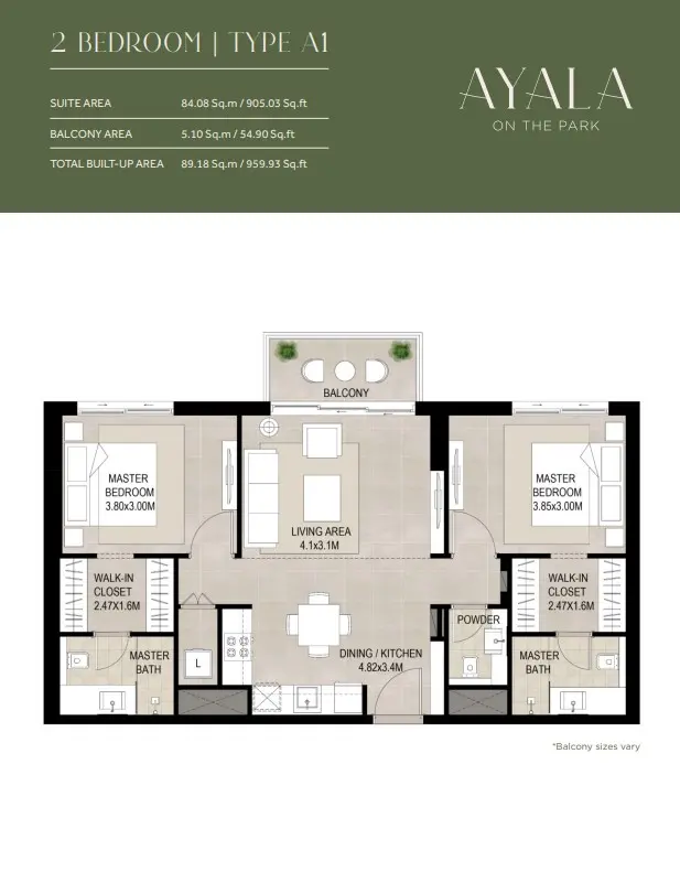 Floor plan for Type A1