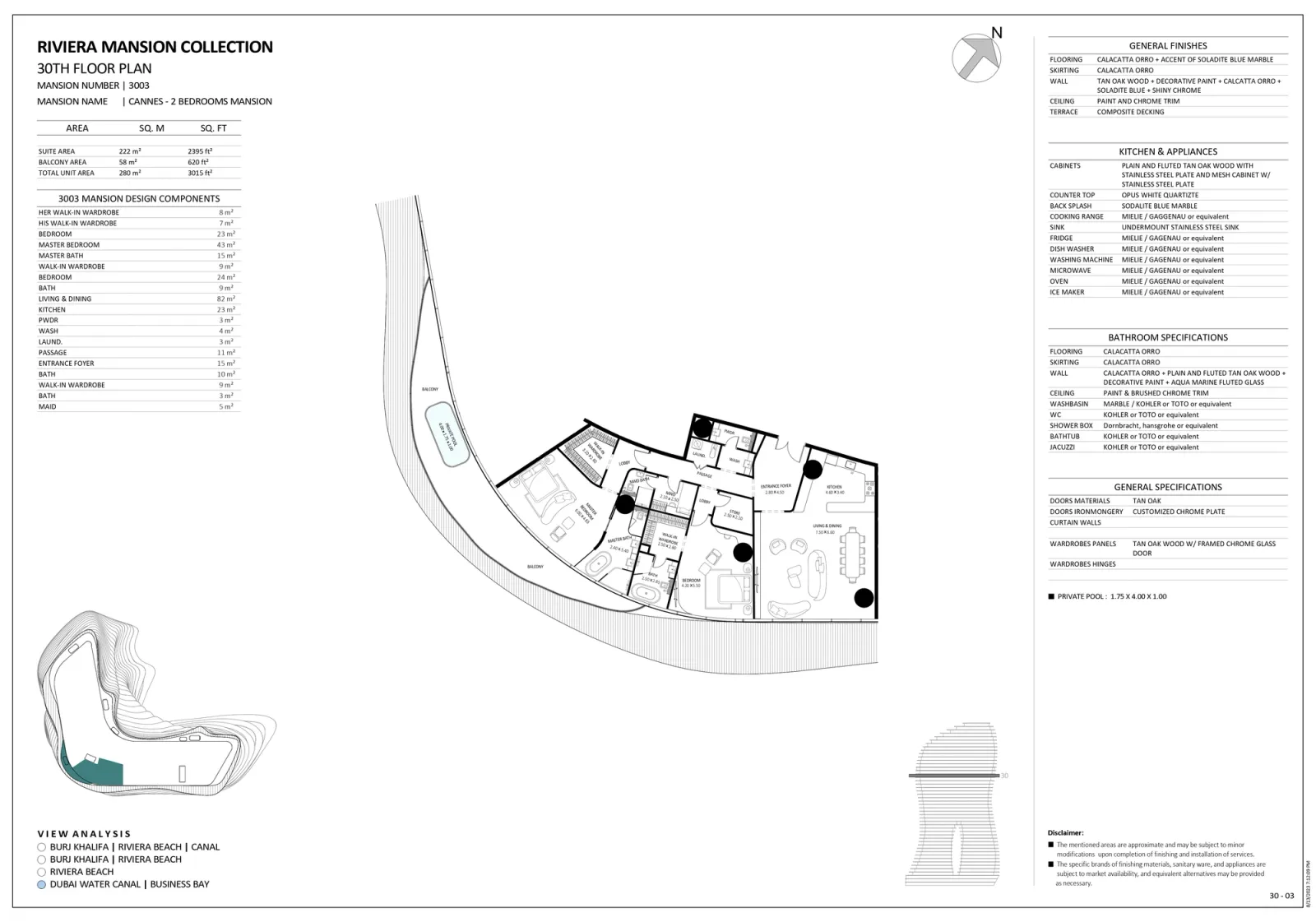 Floor plan for Unit 3003