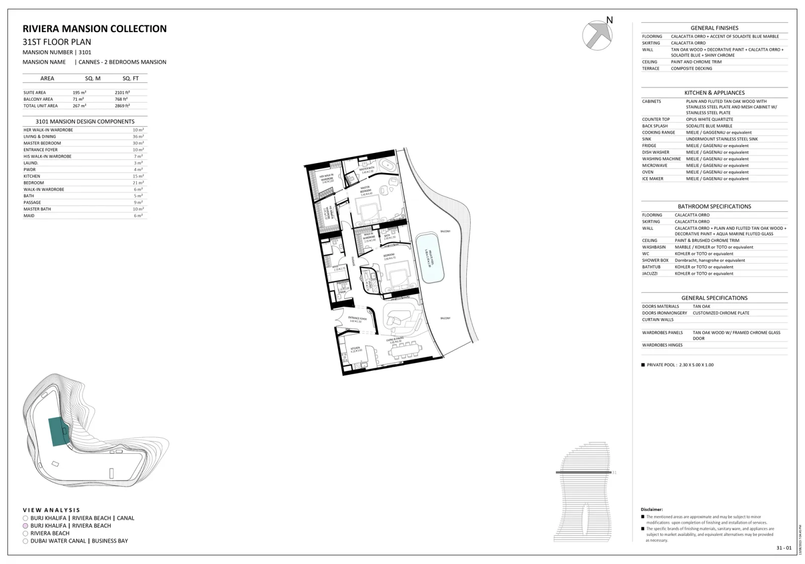 Floor plan for Unit 3101
