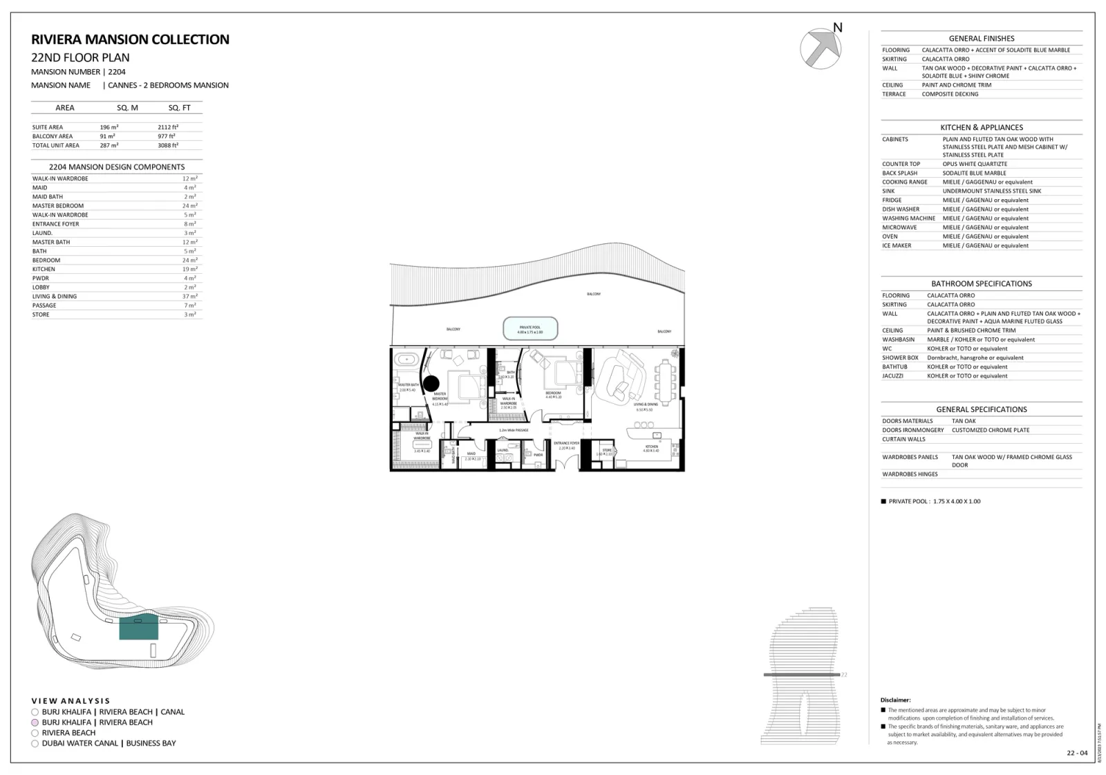 Floor plan for Unit 2204