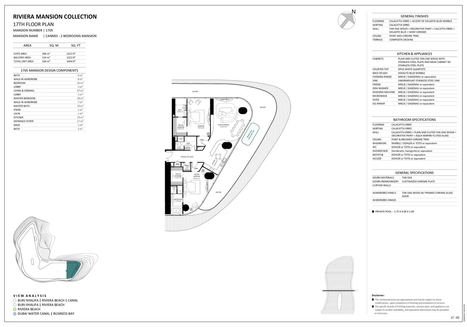 Floor plan for Unit 1705