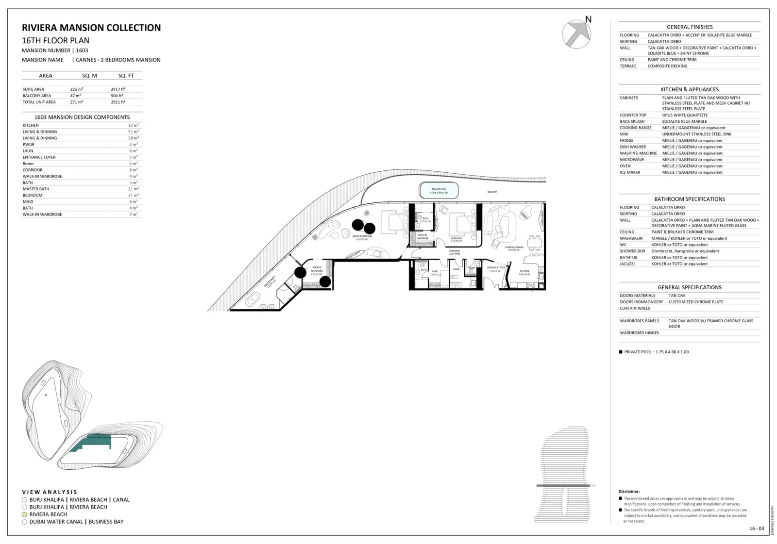 Floor plan for Unit 1603