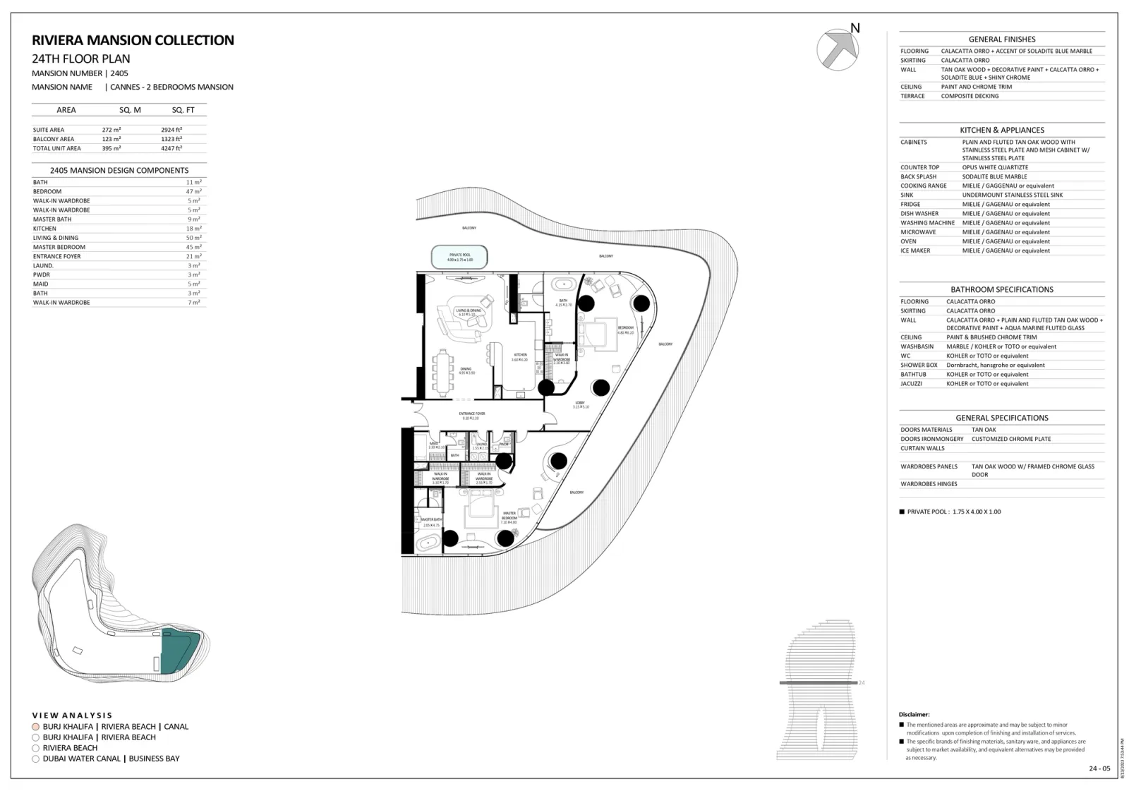 Floor plan for Unit 2405