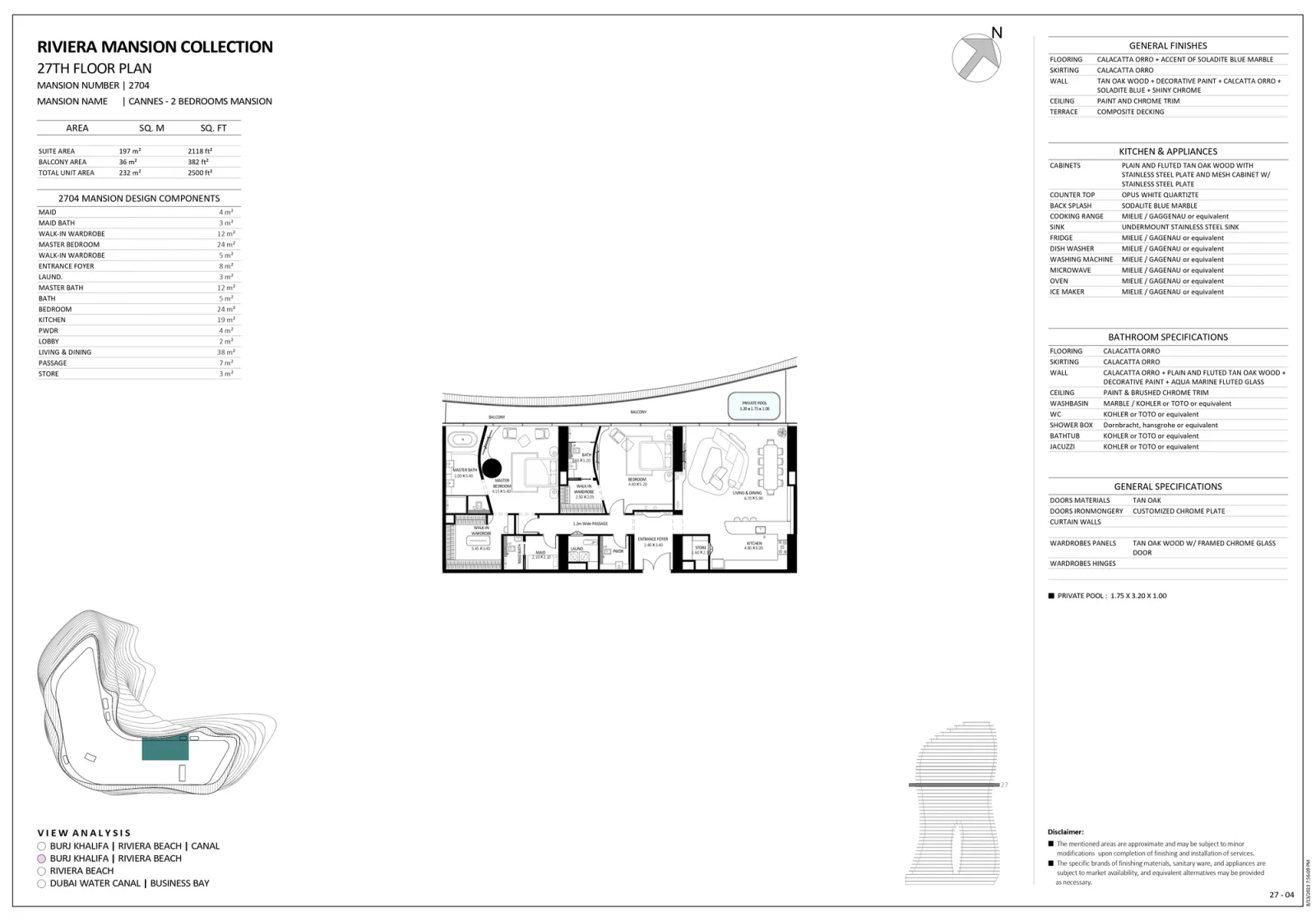 Floor plan for Unit 2704