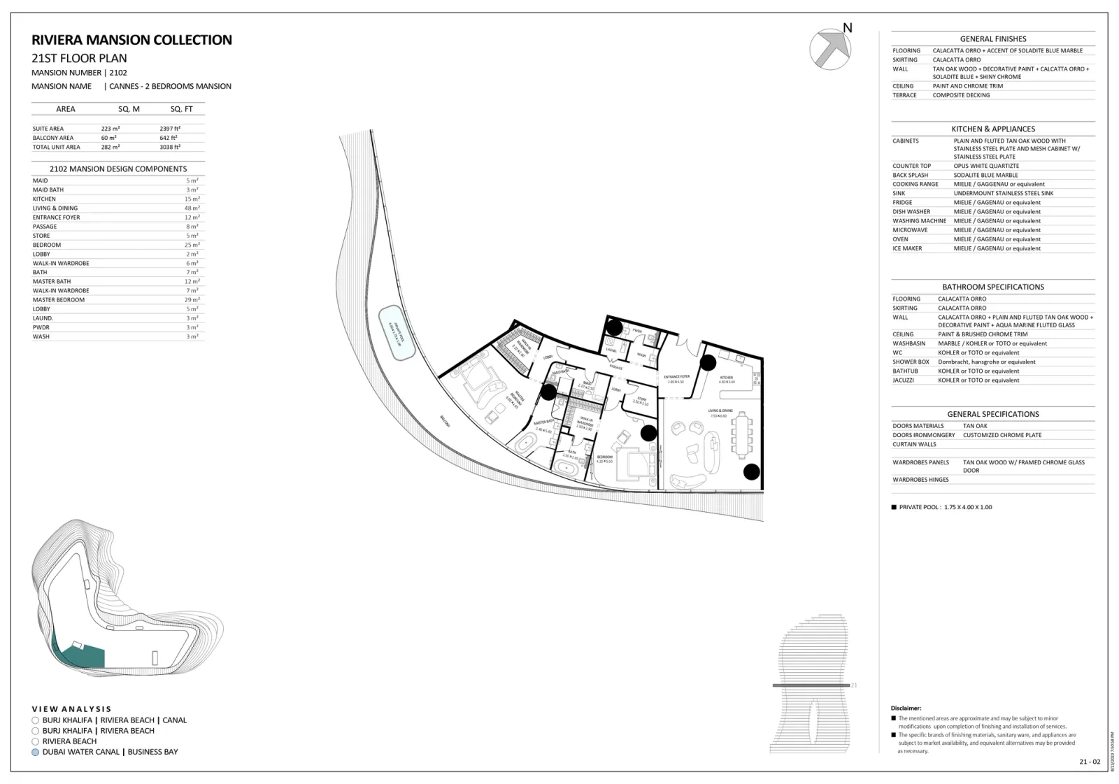 Floor plan for Unit 2102