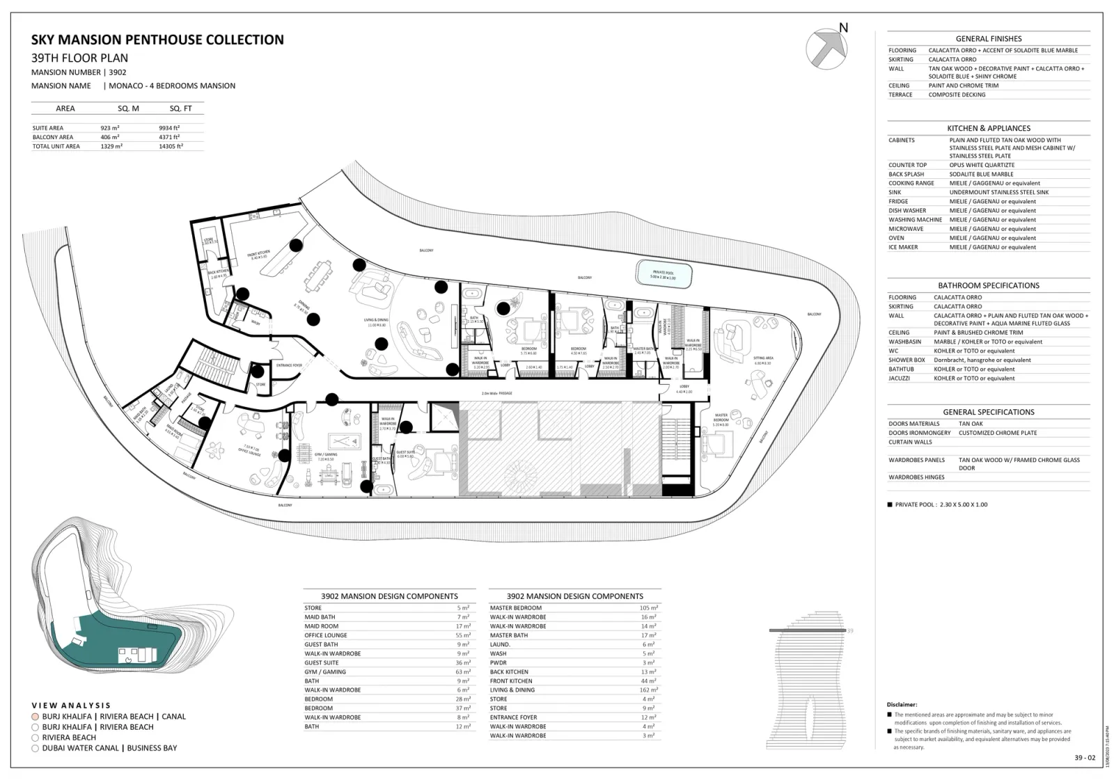 Floor plan for Unit 3902