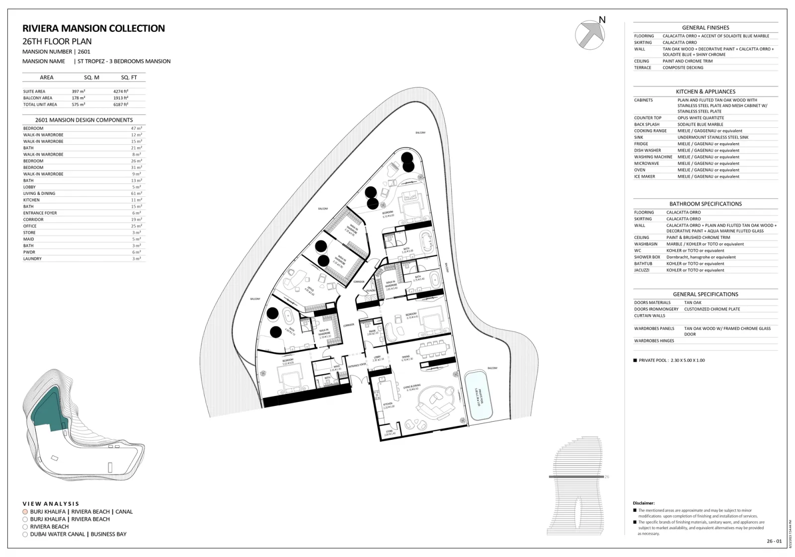 Floor plan for Unit 2601