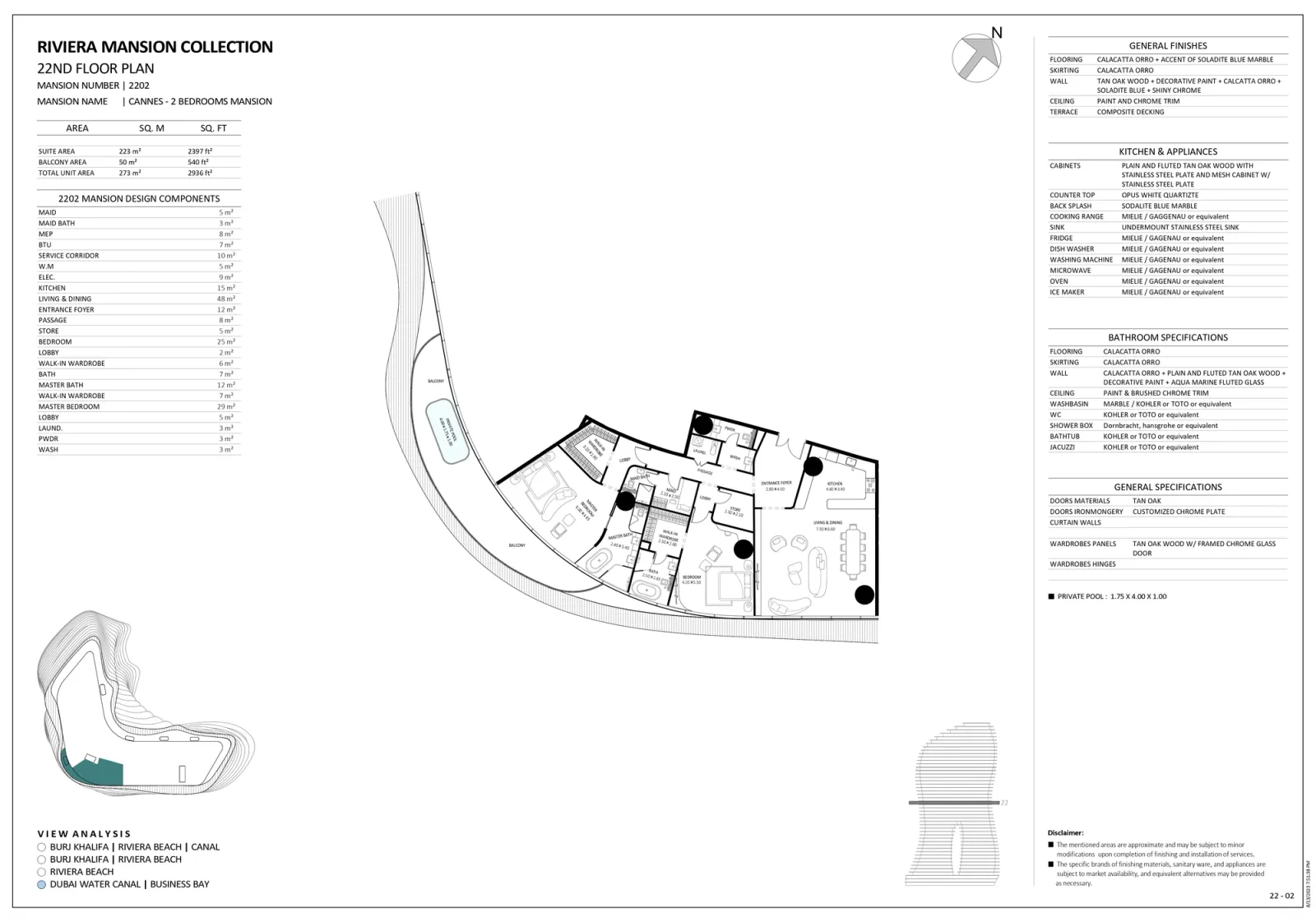 Floor plan for Unit 2202