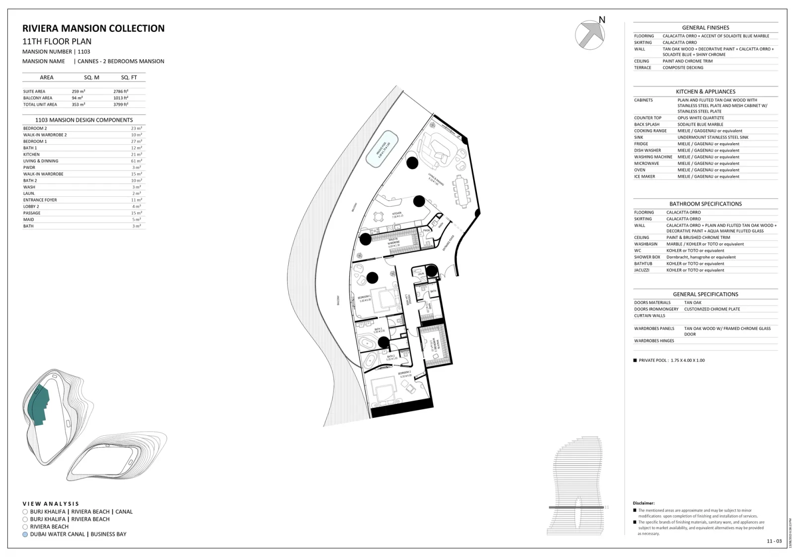 Floor plan for Unit 1103