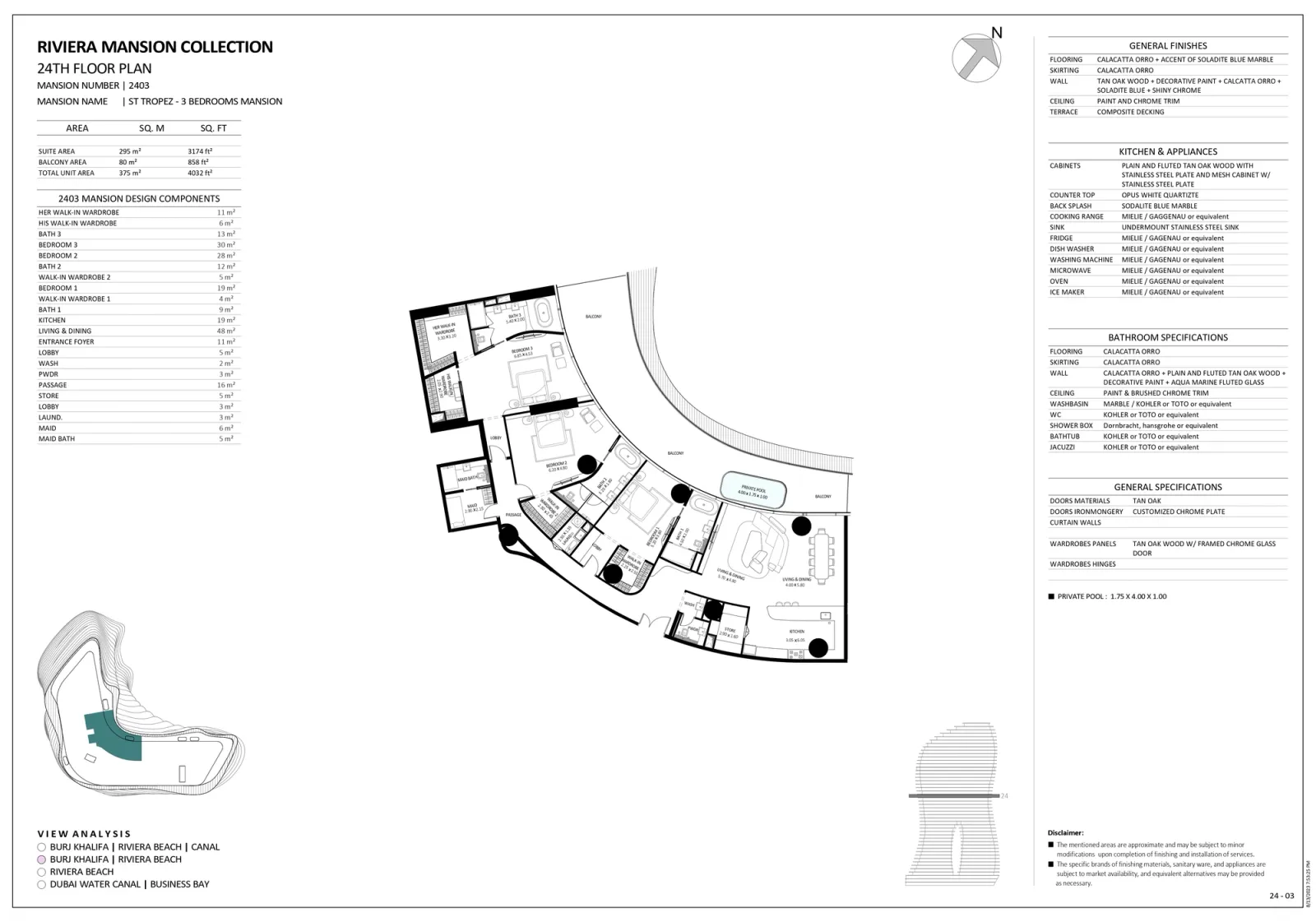 Floor plan for Unit 2403