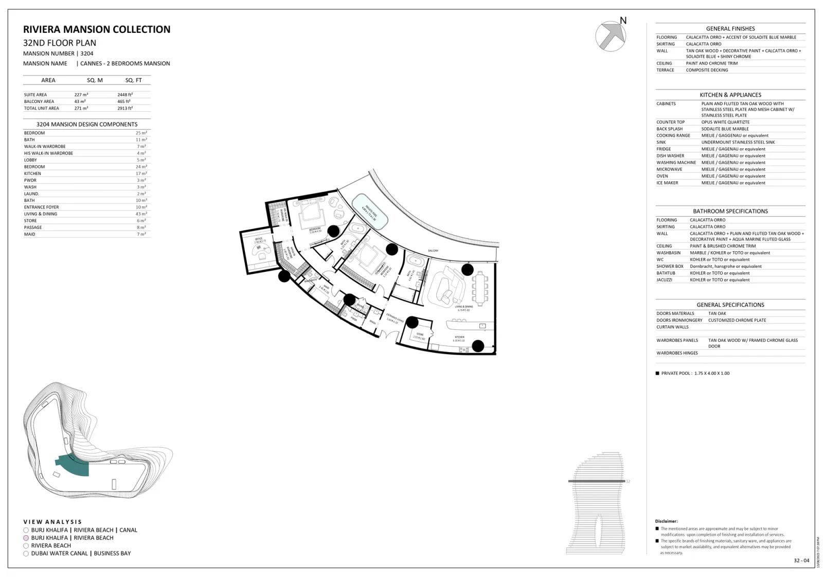 Floor plan for Unit 3204