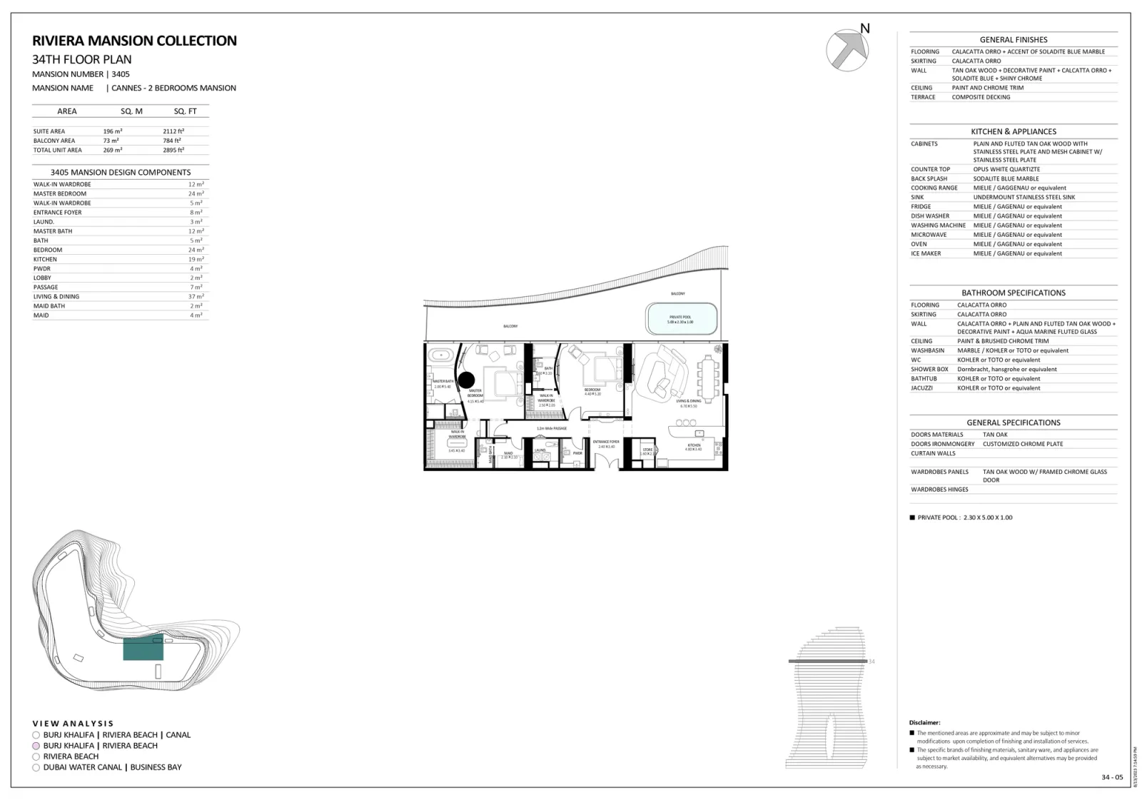 Floor plan for Unit 3405