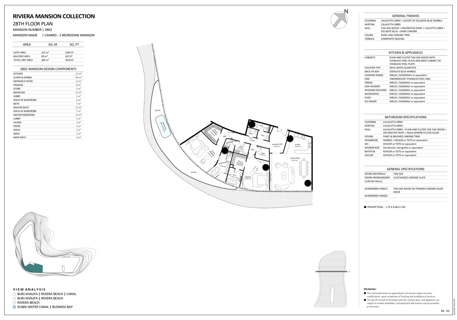Floor plan for Unit 2802